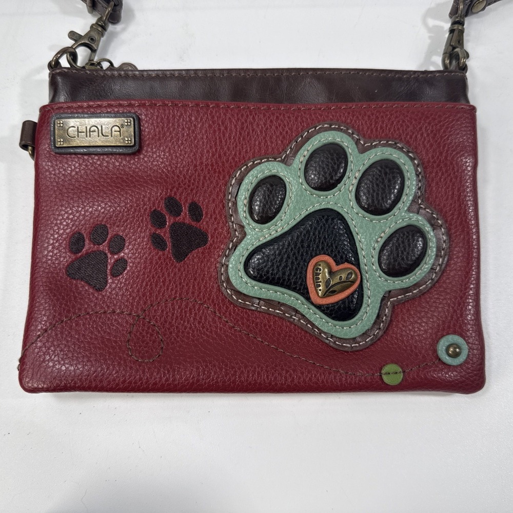 Chala Mini Paw Print purse red teal black - Picture 2 of 9